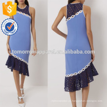 Nova Moda Brilhante Azul Racer Vestido de Volta Com Applique Painéis Fabricação Atacado Moda Feminina Vestuário (TA5261D)